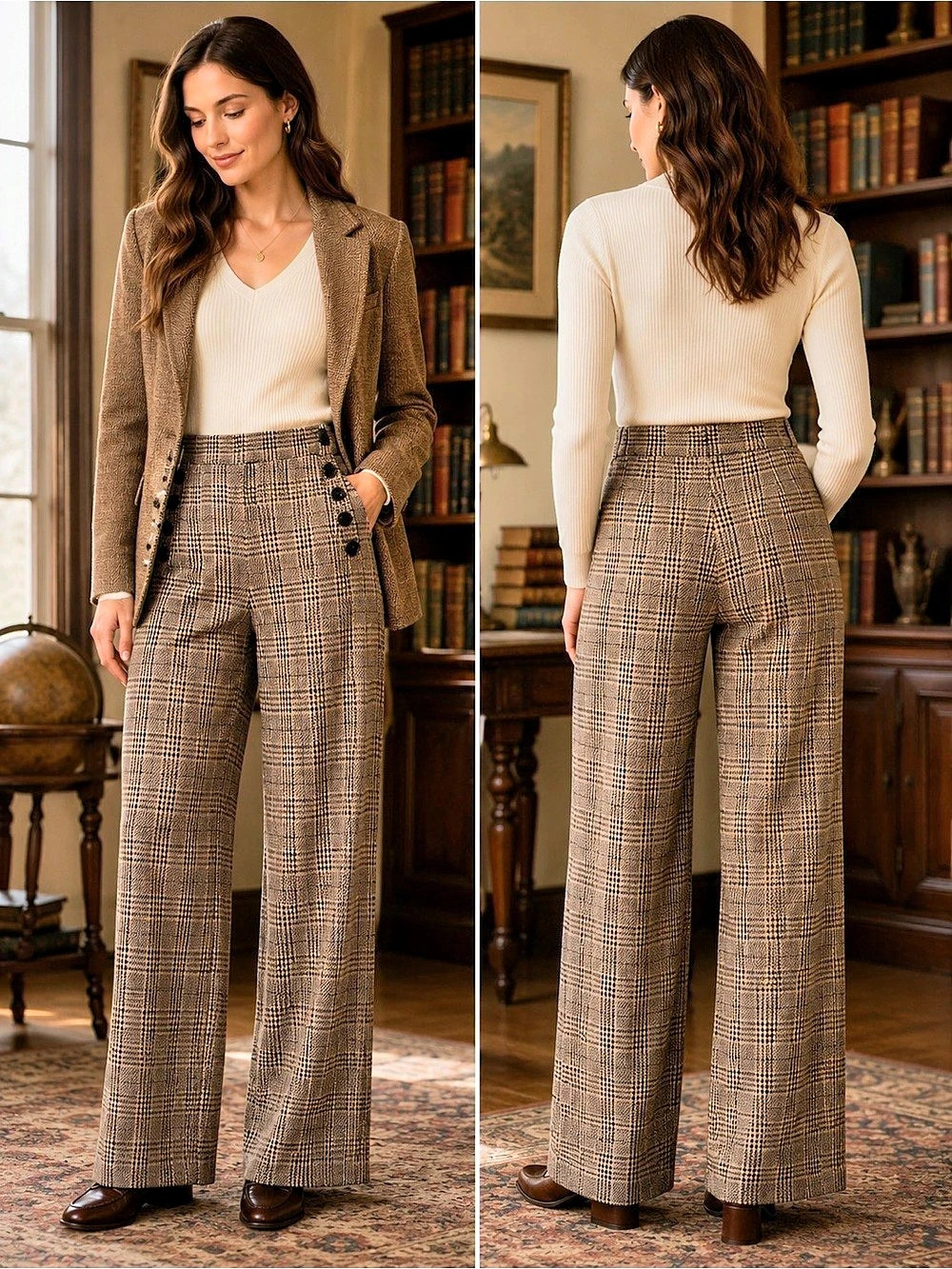 Plaid Wide Leg Trousers Size S – 90s Academia